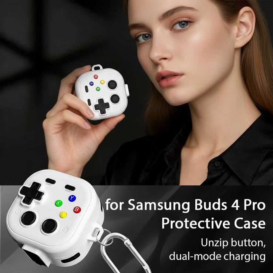 Samsung Galaxy Buds 4 Pro / Buds 4 Schutzhülle im 2-in-1 Game-Player-Design aus weichem TPU in Schwarz inklusive Reinigungsset - Bild 2