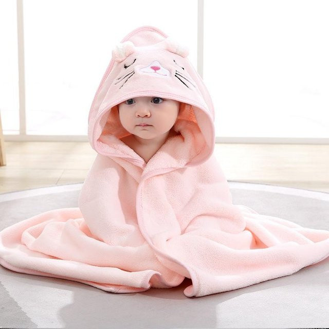 PYJYP Cosplay Babyumhang aus Korallenfleece mit Kapuze und Stickerei in Rosa - Bild 1