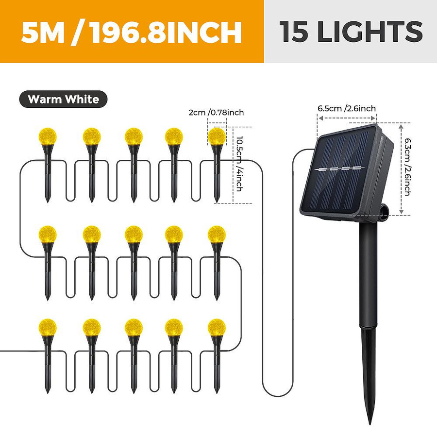 YWZT BEIMT Factory Solar Outdoor Bubbles Rasenlampe Set mit 20 LED in Warmweiß und Multicolour, IP65 Wasserdicht, Dekorative Solar-Pfahllichter für Garten und Hof - Bild 8