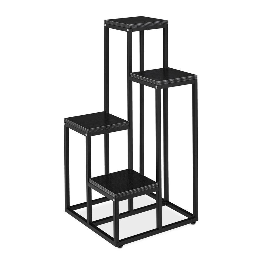 Relaxdays Blumentreppe aus Stahl und MDF in Schwarz mit 4 Ablagen, Höhe: 100 cm, Breite: 40 cm, Tiefe: 40 cm - Bild 2