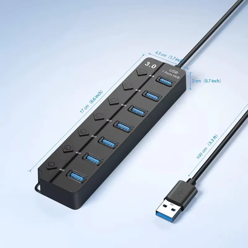 Tutew USB 3.0 Hub Multi-USB-Splitter in Schwarz mit 120 cm Kabel für Computer und Laptop - Bild 2
