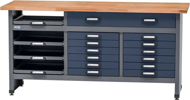 Küpper Werkbank mit 17 Schubladen in Dunkelblau, B/T/H: 170 x 84 x 60 cm - Bild 1