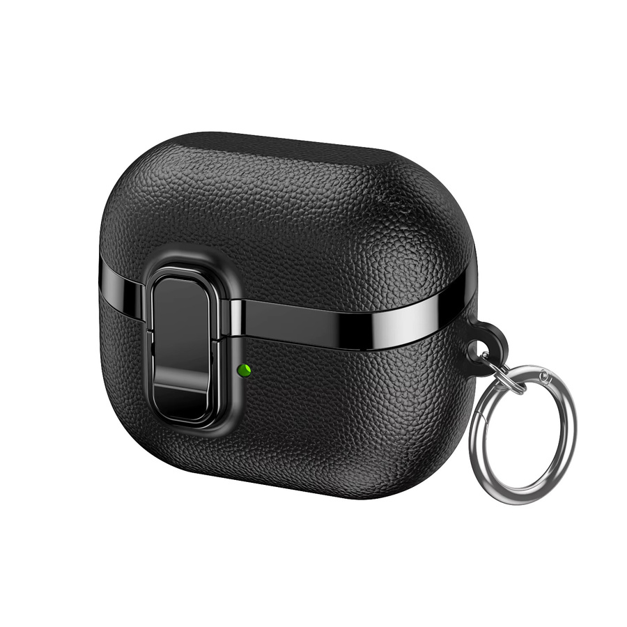 ZEKS Leder Schutzhülle für Samsung Galaxy Buds 3, 3 Pro und 3 FE in Schwarz - Bild 2