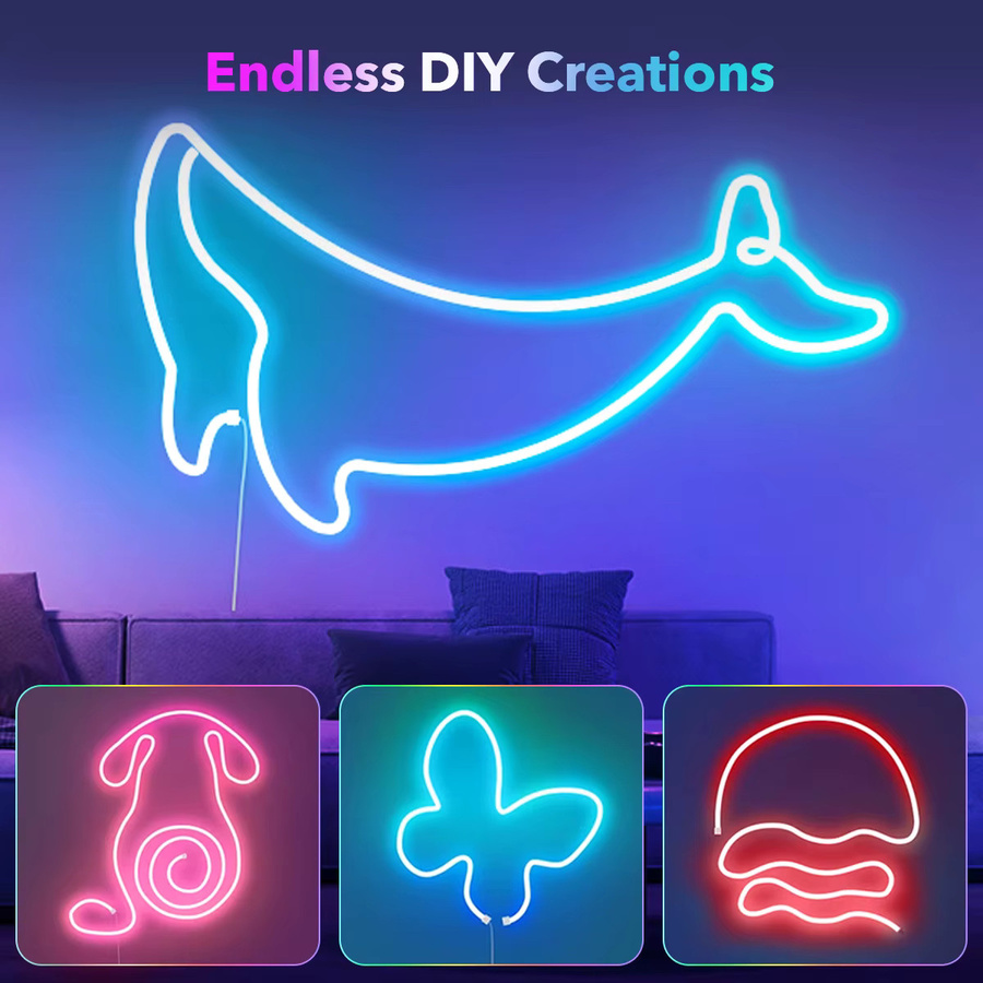 Intelligenter RGB Neon-Flex LED-Lichtstreifen in Multicolour mit Musik-Synchronisation, IP65 wasserdicht und USB-Anschluss für Party und Schlafzimmerdekoration - Bild 3