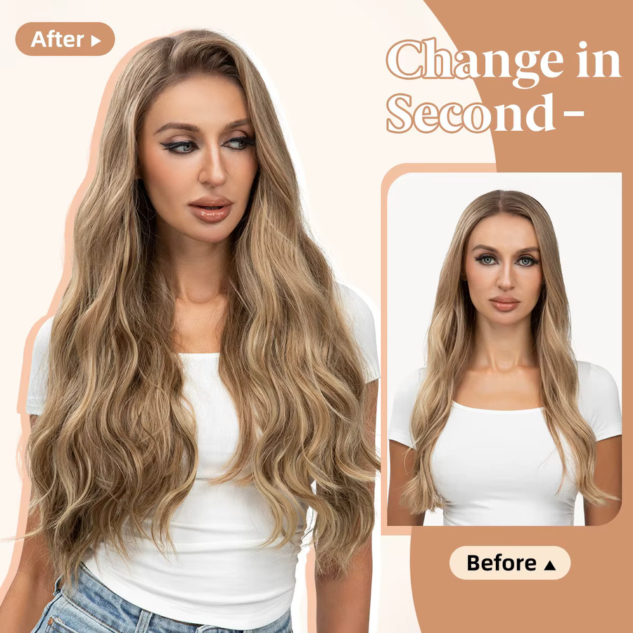 SARLA Clip-in-Haarverlängerungen Synthetische Welle, Blond, Damen - Bild 4