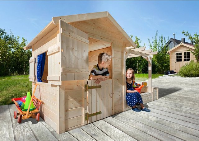 Weka Spielhaus Tabaluga Drachenhöhle aus Holz in Natur und Beige, B/H/T: 286 x 154 x 153 cm - Bild 1