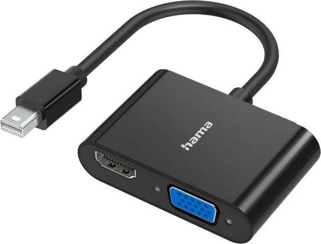 Hama Classic Line 2in1 Video-Adapter Mini-DisplayPort auf VGA und HDMI in Schwarz für Ultra-HD 4K - Bild 1