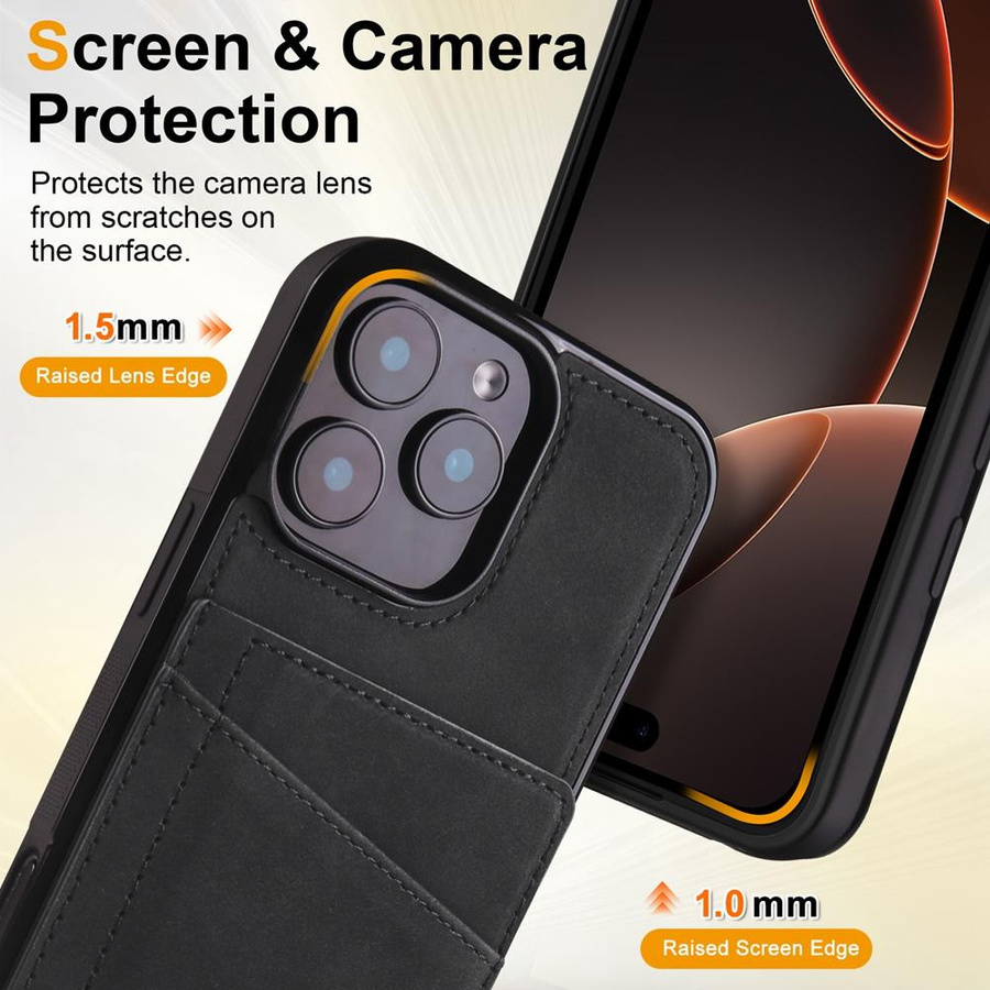 Ubasy Retro PU Leder Handyhülle mit Kartenfach und Ständer für Apple iPhone 16 15 14 13 12 11 Pro Max Plus mini in Grau - Bild 7