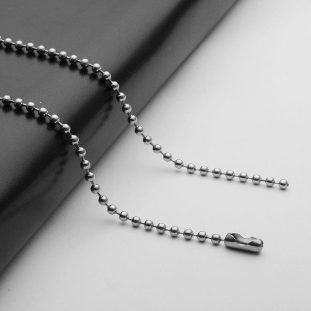 KenLy Kugelperlen-Kette Edelstahl, silberfarben, 3 mm, 70 cm, Unisex - Bild 1