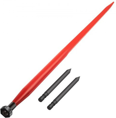 VEVOR Frontladerzinken Ballenspieß mit 2 Stabilisatoren, rot beschichtet, Breite: 4,45 cm, Länge: 125 cm - Bild 1