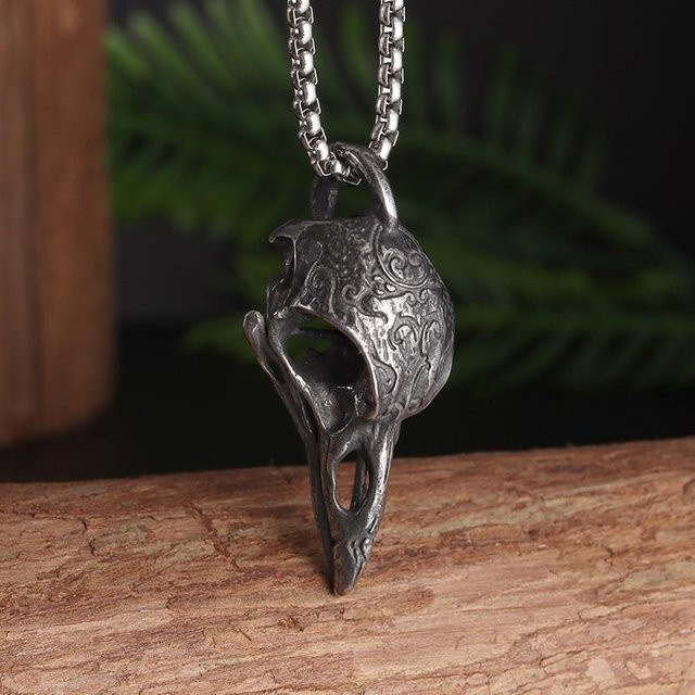 Anhänger Krähenschädel, Silber, Unisex - Bild 1