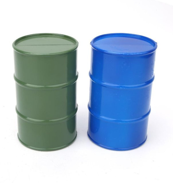 CosyHome Simulation Metall Mini Öl Trommel Container Dekoration, 2-teiliges Set, blau/grün - Bild 1