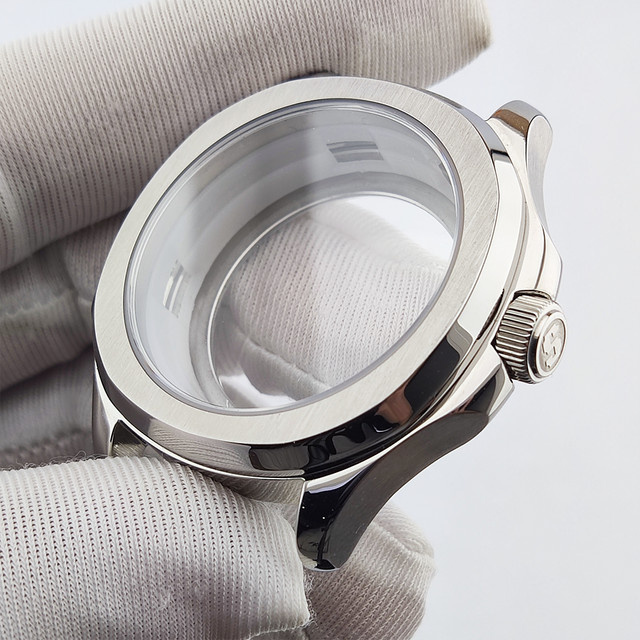 OUMASHI Gehäuseset, 44 mm, Edelstahl, Saphirglas, Kautschukarmband, Silber - Bild 1