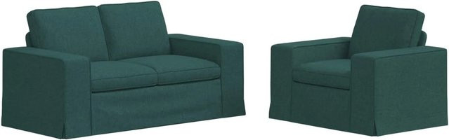 vidaXL Sofa 2-teilig Dunkelgrün Stoff mit Metallrahmen B/T/H: 162 x 80 x 82 cm und 103 x 80 x 82 cm - Bild 1