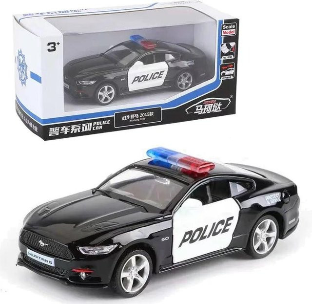 Linyi toy car Mustang Polizeiauto, Sportwagen Modell, 1:36, Metall, ab 14 Jahre - Bild 1