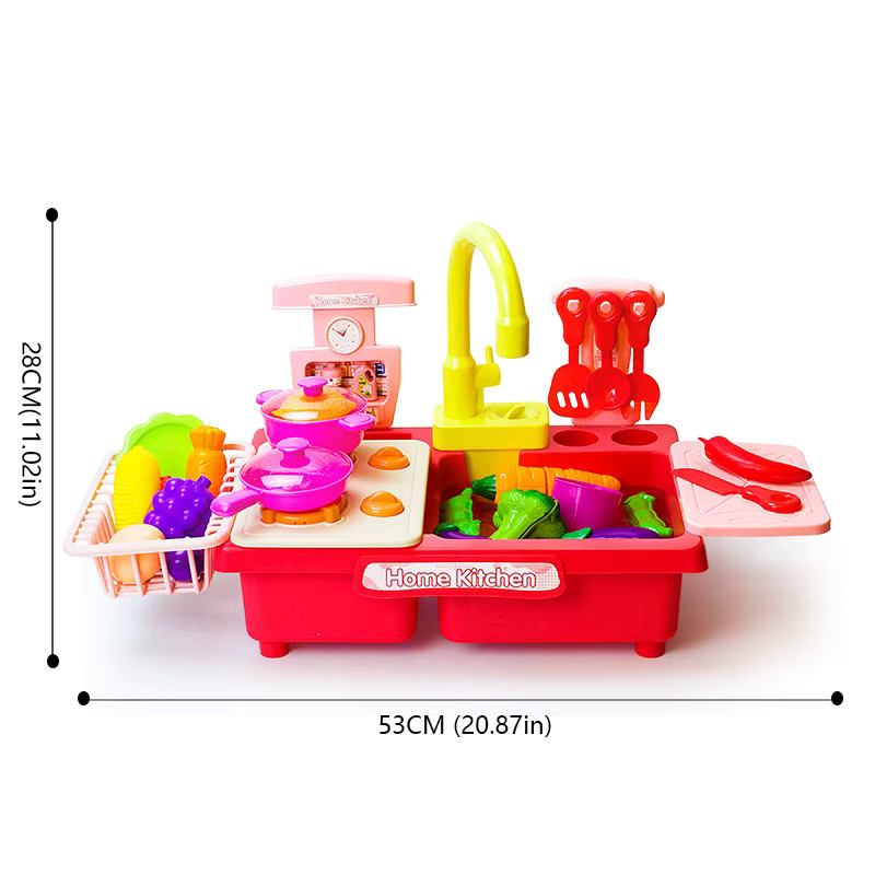 Iu Sxter Elektrisches Kinder Spielzeug Waschbecken mit Spülmaschine und Zubehör, Blau/Mehrfarbig, für Kinder ab 3 Jahren - Bild 4