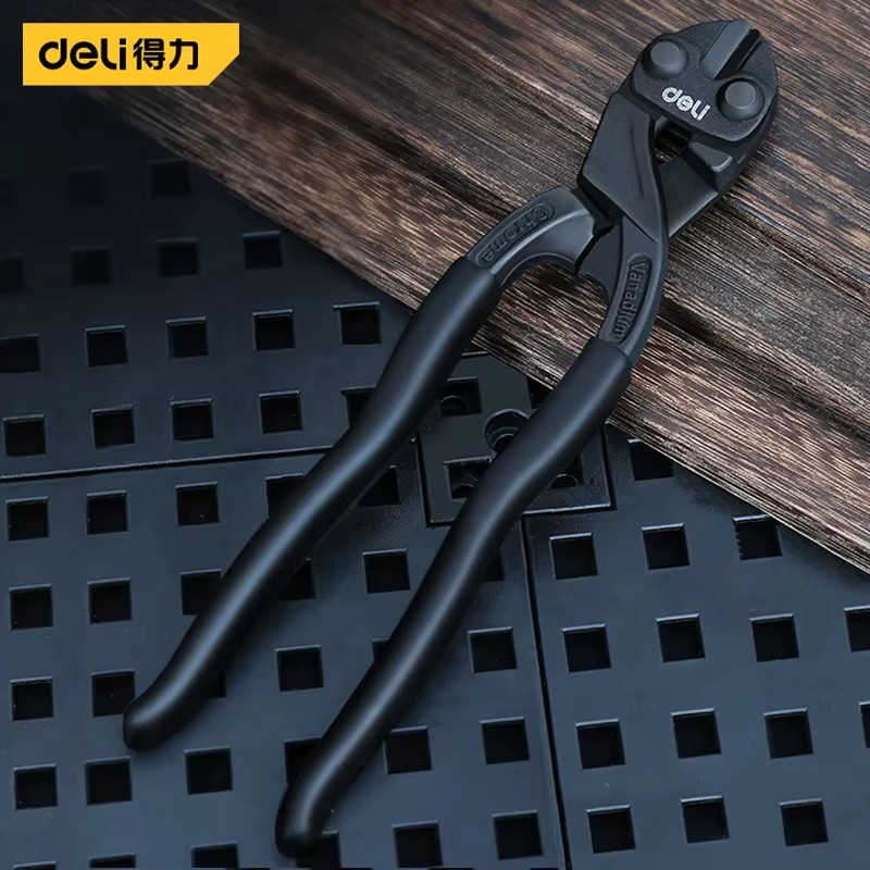 Deli Multifunktions-Bolzenschneider 8 Zoll in Schwarz aus Chrom-Vanadium-Stahl als professionelle Seitenschneider-Zange für Handwerk und Haushalt - Bild 2