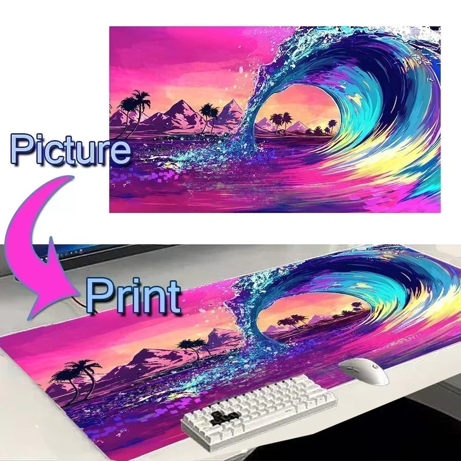 MOUPING DIY Laptop Mauspad Rosa Kawaii Anime Schreibtischunterlage XXL B/T: 60 x 35 cm - Bild 2