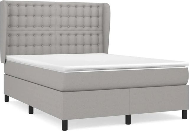 vidaXL Boxspringbett mit Matratze Hybrid-Design in Hellgrau, B/T/H: 140 x 200 x 128 cm - Bild 1