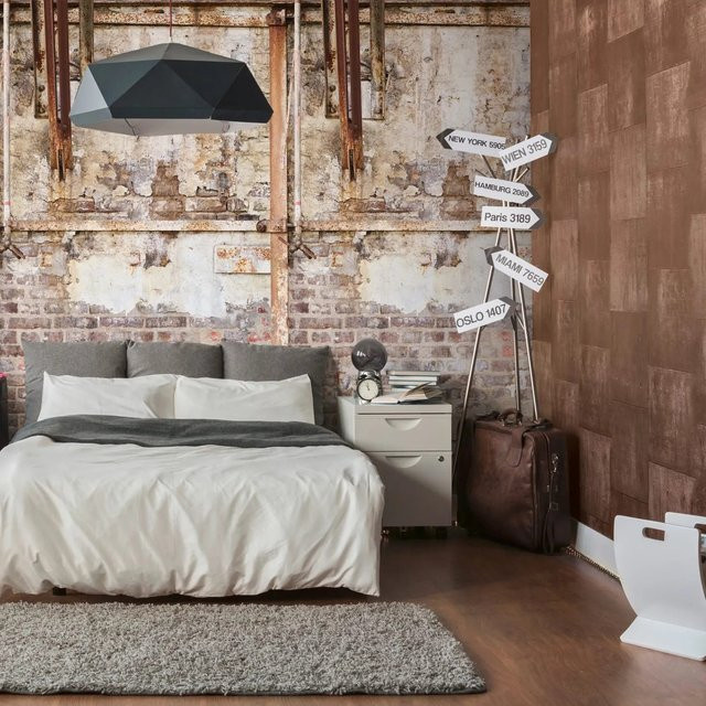 PROFHOME Fototapete Ziegelstein im Industrial Design, Farbe Beige und Braun, Matt, B: 159 cm, H: 280 cm - Bild 1