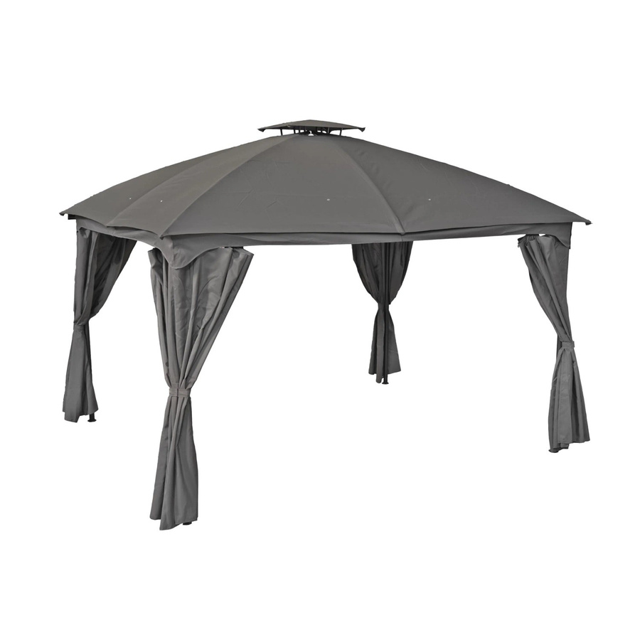 DELUKE Pavillon DUBLIN Gartenpavillon aus Polyester und Stahl in Schwarz/Anthrazit/Grau B/T/H: 360 x 270 x 250 cm - Bild 2