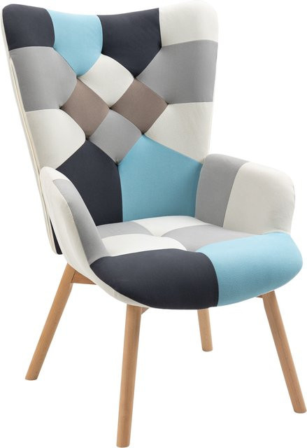 HOMCOM Ohrensessel mit gestepptem Samtbezug und Holzbeinen in Mehrfarbig, B/T/H: 66 x 76 x 98 cm - Bild 1