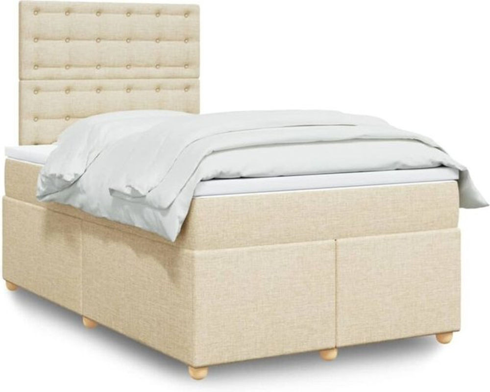 vidaxl Boxspringbett mit Matratze aus Stoff in Creme, B/T/H: 120 x 190 x 150,5 cm - Bild 1