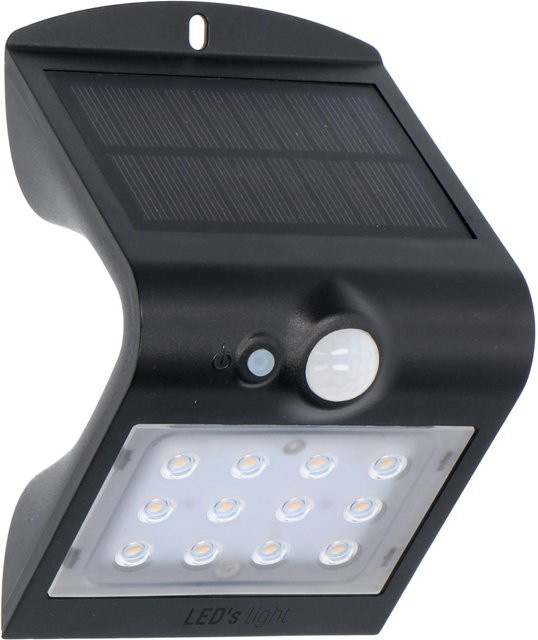 LED's Work Solar-Außenleuchte Flutlicht mit Bewegungsmelder und Dämmerungssensor, 1,5 W, 3.000 K Warmweiß, Schwarz - Bild 1