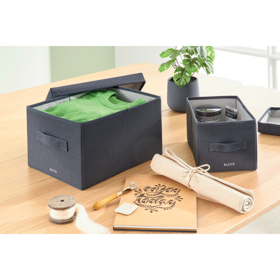 Leitz Stoff-Aufbewahrungsbox mit Deckel für A4, 2er-Pack, Blau und Grau, B/T/H: 28,5 x 38,0 x 20,3 cm - Bild 2