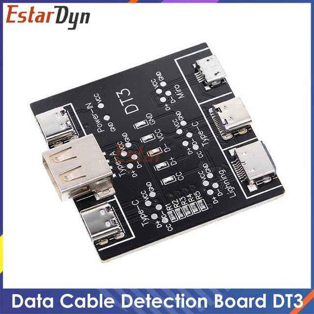 Estardyn DT3 Digitaler Kabeltester für Typ C und Micro USB zur Kurzschlussprüfung und Erkennung des EIN/AUS-Schalters in Schwarz - Bild 1