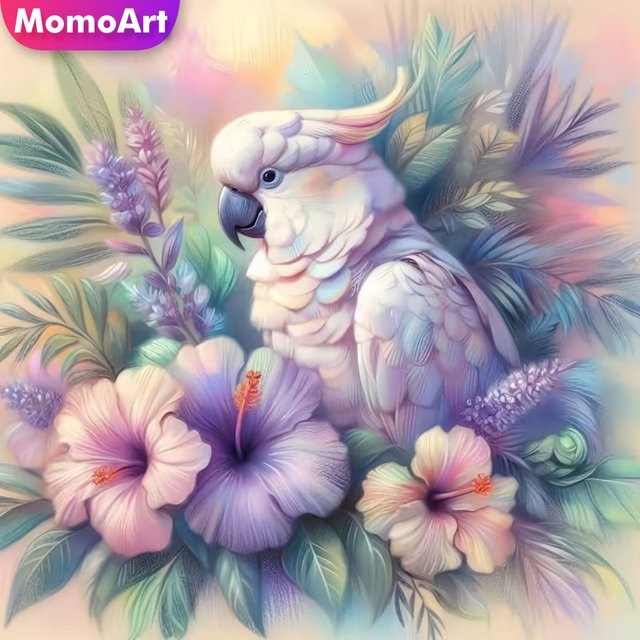 Momoart DIY Diamantmalerei Papagei Tiermuster als Diamantmosaik in Multicolour für Erwachsene und Anfänger, B/B/B: 20 x 20 x 20 cm - Bild 1