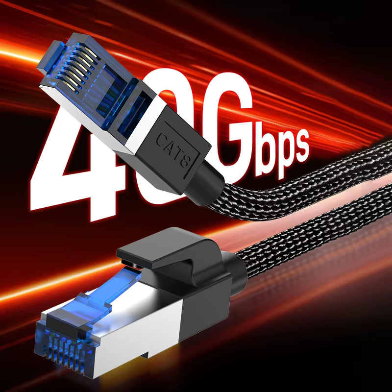 CYANMI Cat 8 Ethernet-Kabel, hochgeschwindigkeitsgeflochtenes LAN-Kabel mit 40 Gbit/s und 2000 MHz, Farbe: Schwarz, Länge: 30,48 m - Bild 2