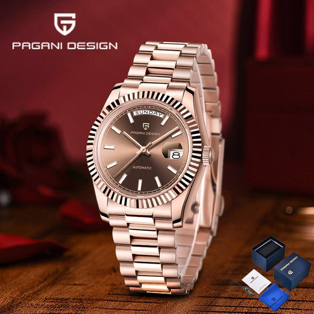 Pagani Design Armbanduhr, Automatik, Edelstahl, Roségold, Saphirglas, Herren - Bild 1