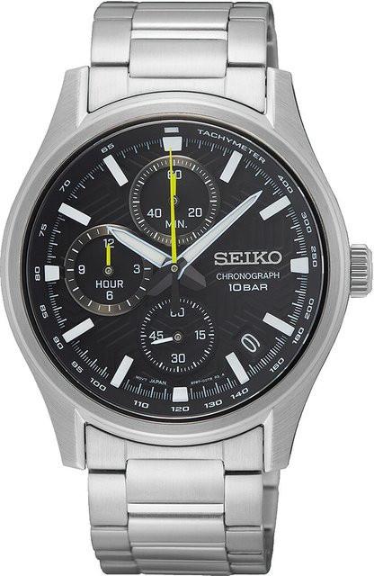 Seiko Chronograph, Quarz, Edelstahl, Schwarz, 39 mm, Herren - Bild 1