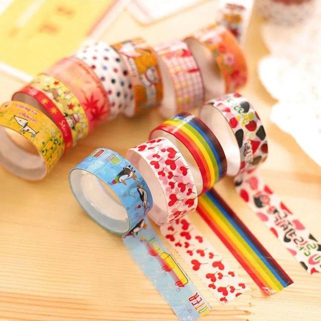 10 Stück tmz Washi Tape Set mit bunten Cartoon Motiven für DIY Tagebuch und Album Dekorationen - Bild 1