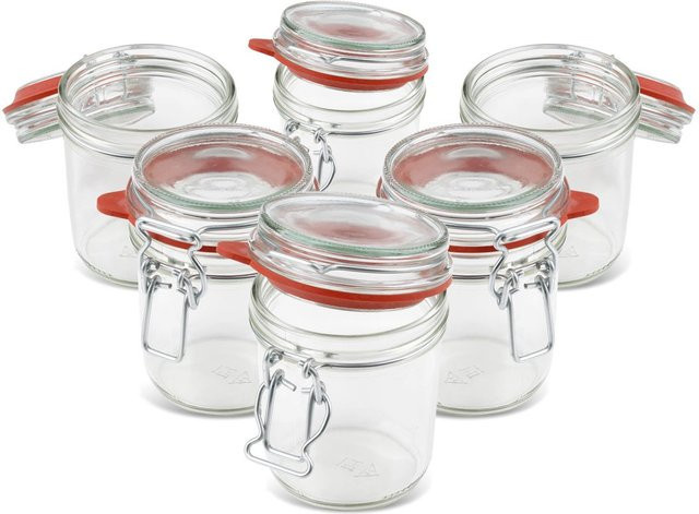 Dr. Oetker Set Einmachgläser mit Bügelverschluss, 6-teilig, transparent, 370 ml - Bild 1