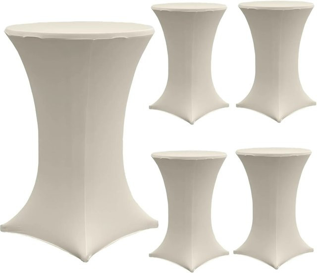 5er Set TRUTZHOLM Stretch-Stehtischhusse aus Polyester, rund, Beige, Durchmesser: 70 cm - Bild 1