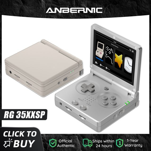 Anbernic RG35XXSP Klappbare Handheld-Konsole mit 3,5 Zoll IPS-Bildschirm, Linux-System, HDMI-Ausgang, 64 GB Speicher, Farbe: Grün - Bild 1