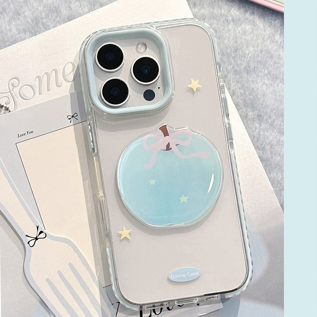 Transparente Stoßfeste Handyhülle mit Koreanischem 3D-Cartoon-Ölgemälde Blaue Äpfel für Apple iPhone 17 16 15 14 13 12 11 Pro Max - Bild 1