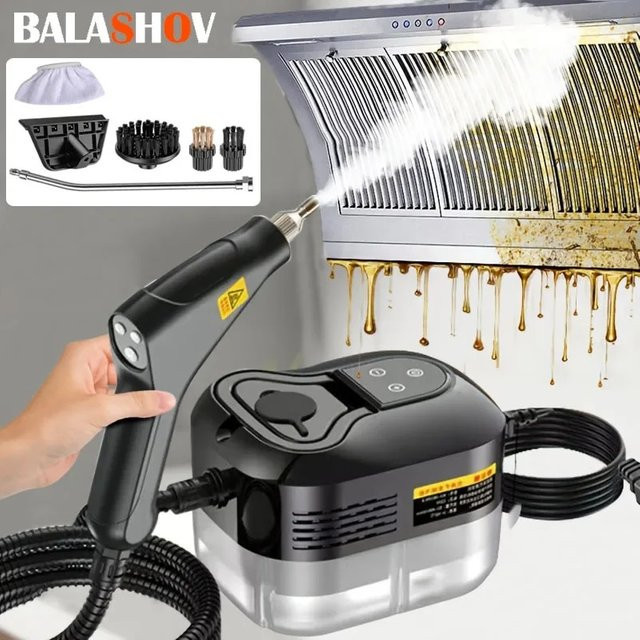 BALASHOV Handheld Dampfreiniger Hochdruck-Dampfreiniger mit 2500W für Auto, Küche und Boden, Rot-Schwarz - Bild 1