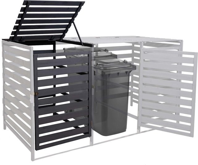MCW Mülltonnenbox Erweiterung XL H62 Mülltonnenverkleidung aus Massivholz in Anthrazit, B/T/H: 114 x 67 x 97 cm - Bild 1