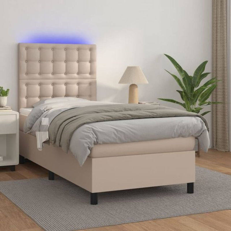 Vidaxl Boxspringbett mit Matratze in Braun und Weiß, B/T/H: 80 x 200 cm - Bild 1