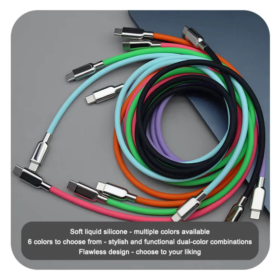 240W PD3.1 USB Typ C Schnellladekabel aus flexiblem Flüssigsilikon in Schwarz für iPhone 16, Huawei Mate 60, Samsung S24 und Xiaomi - Bild 2