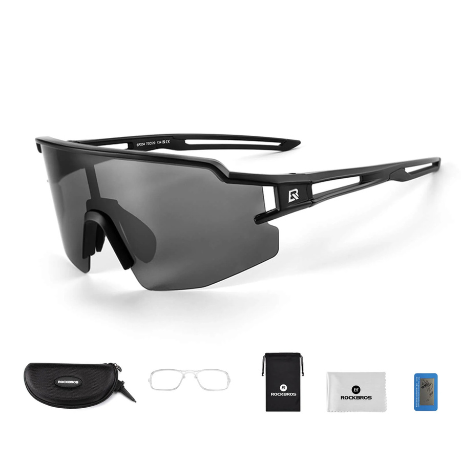ROCKBROS Sportsonnenbrille, Unisex, Vollrand, Schwarz, TR90, polarisiert - Bild 1