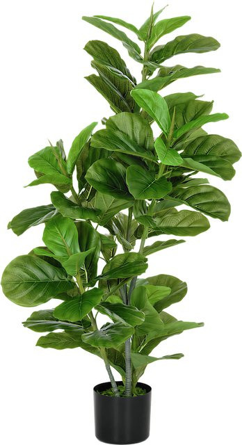 HOMCOM Künstliche Ficus-Pflanze in Grün mit Topf, Dekorativer Kunstbaum für Wohnzimmer und Büro, Höhe: 110 cm - Bild 1