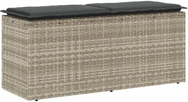 Furnicato Gartenbank aus Poly Rattan mit Kissen in Grau, B/T/H: 110 x 40 x 44 cm - Bild 1