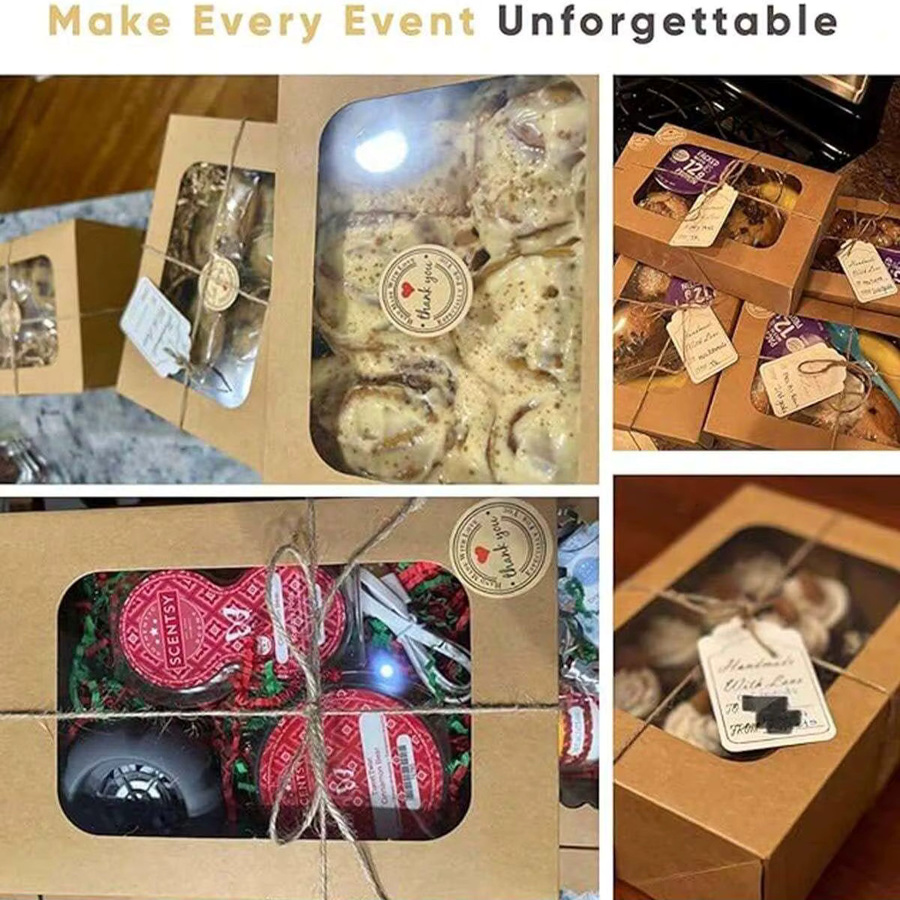 Braune Weihnachts-Plätzchenbox aus Kraftpapier mit Sichtfenster für Geschenke und Feiern - Bild 3