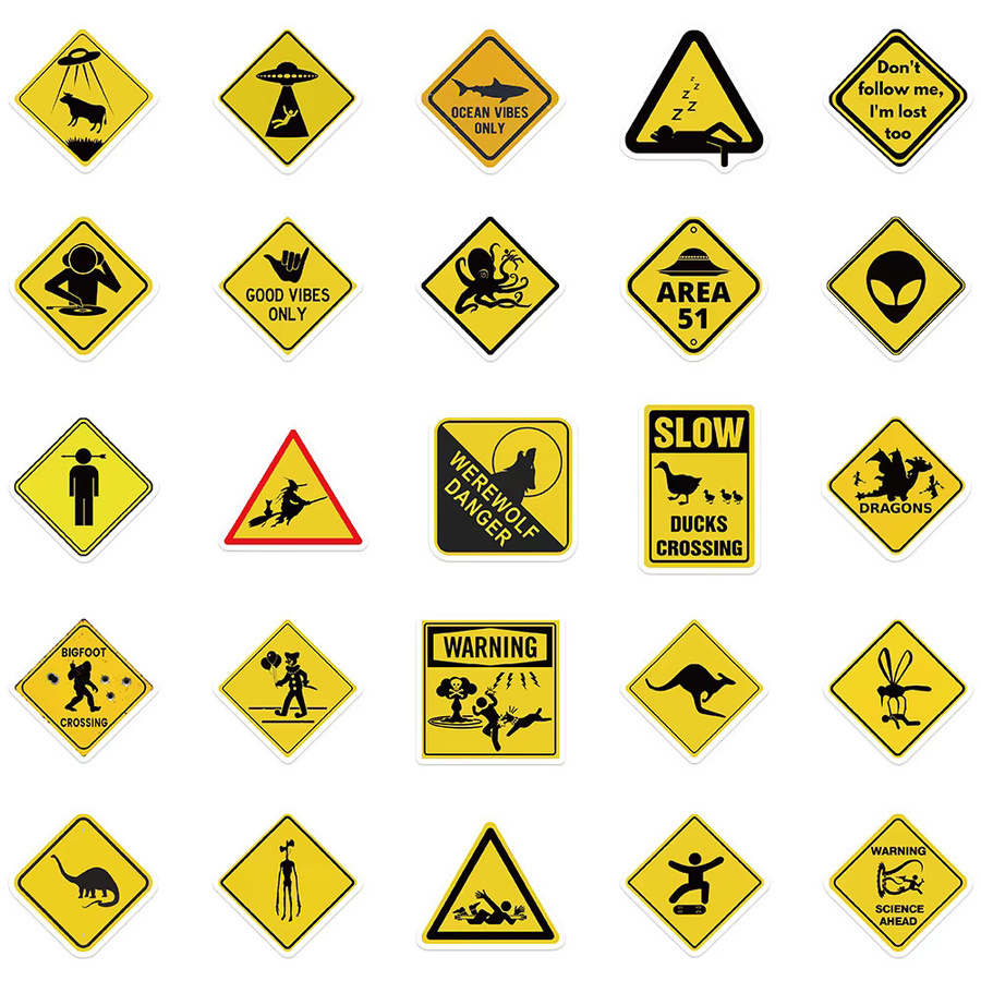 Rspctou Warnschild-Aufkleber, Cartoon-Sticker-Set, 10/30/53 Stück - Bild 3