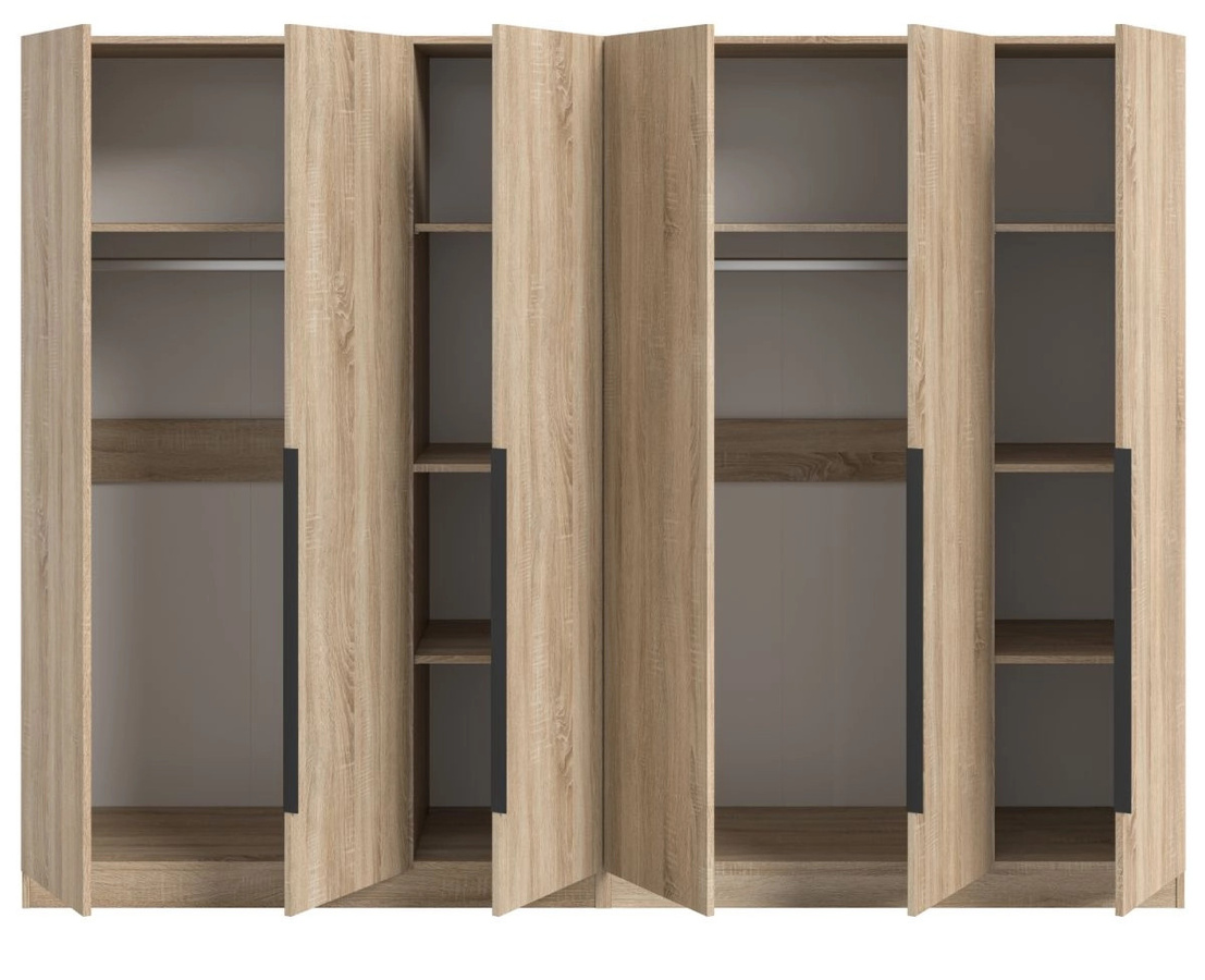 6-türiger Kleiderschrank Swan in Sonoma Eiche, modern, B/H: 181 x 240 cm - Bild 4
