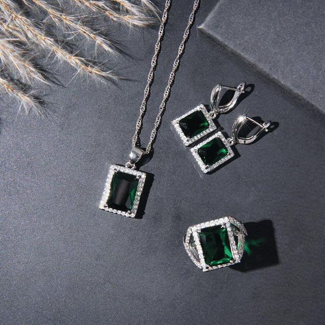 Schmuckset Damen, Kupfer, Zirkonia, grau - Bild 1
